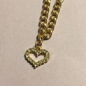 Vintage Gold Bracelet rhinestone heart
